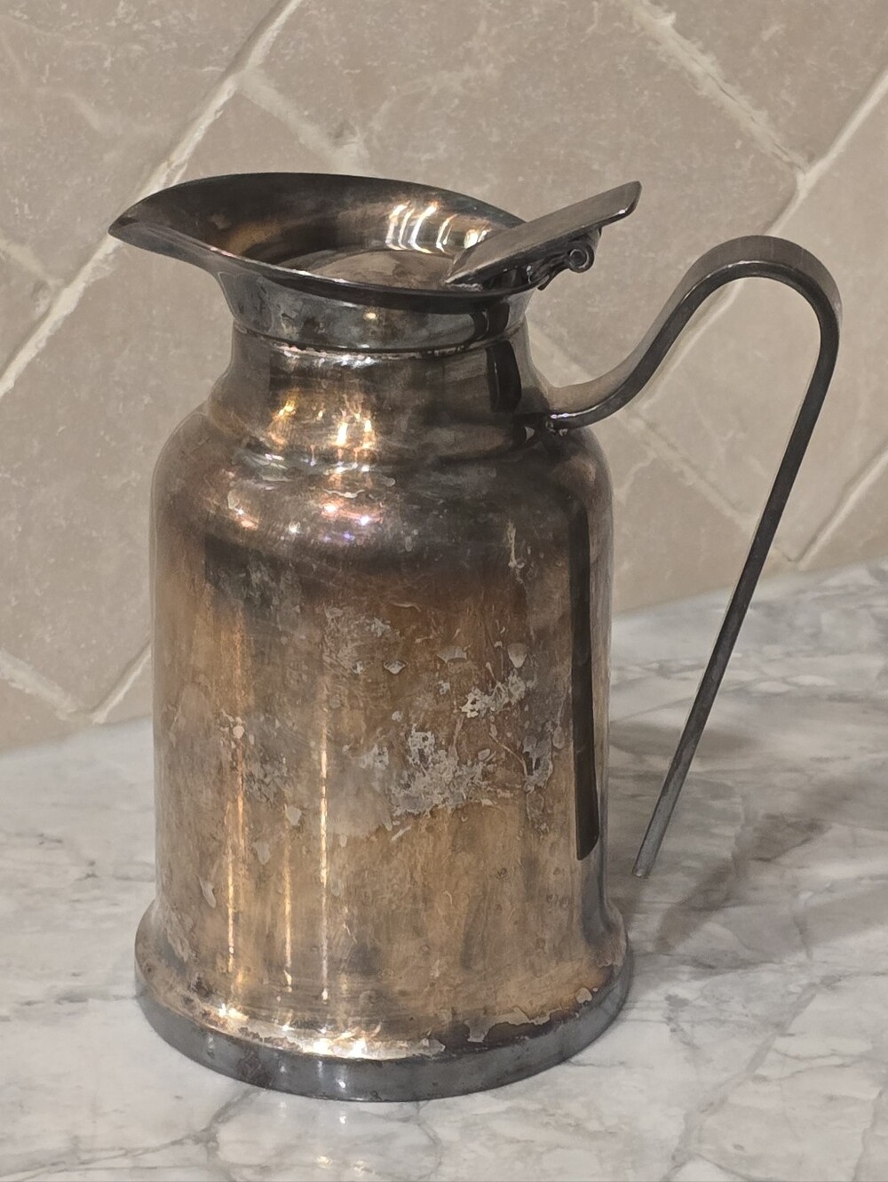 Antique Silver Plate Thermal Pitcher Creamer Water Tea Coffee Hotel Thermos CNR